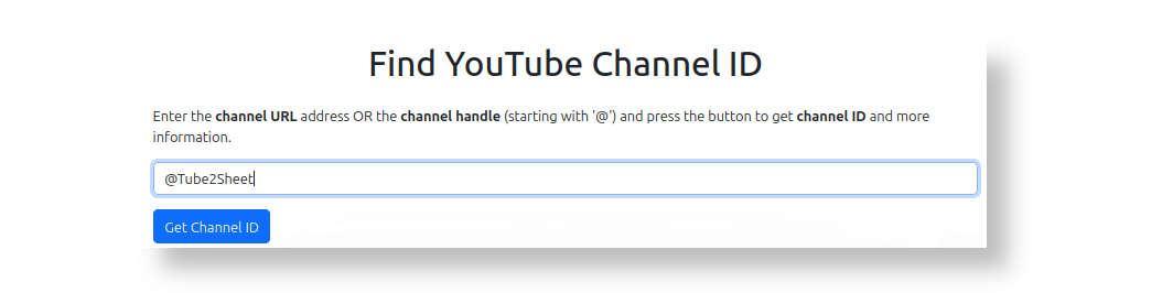 Tube2Sheet Free Channel ID Finder Tool
